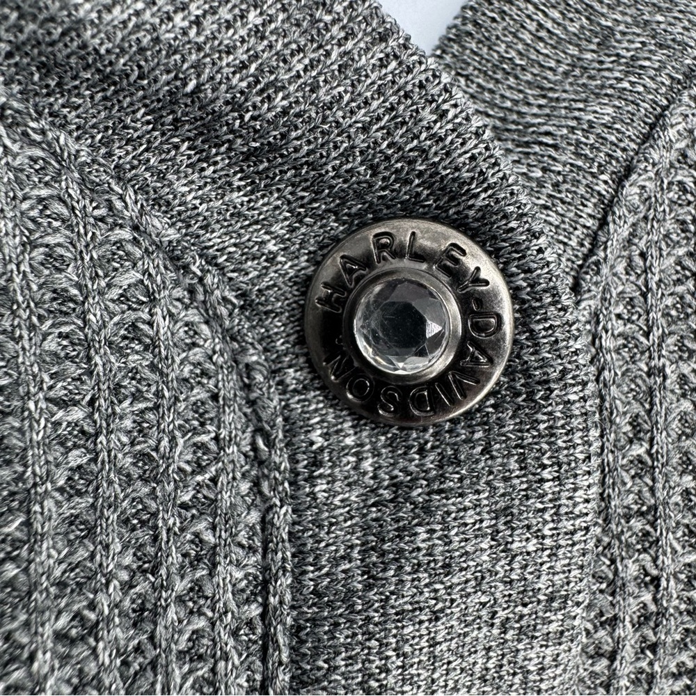 Harley-Davidson Gray Traverse City Bedazzled Motorcycle Knit Long Sleeve Medium - Picture 5 of 10